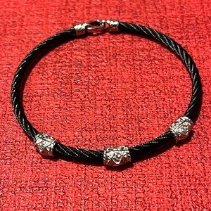 CHARRIOL CELTIC NOIR STATION 18K WHITE GOLD & DIAMONDS CABLE BRACELET